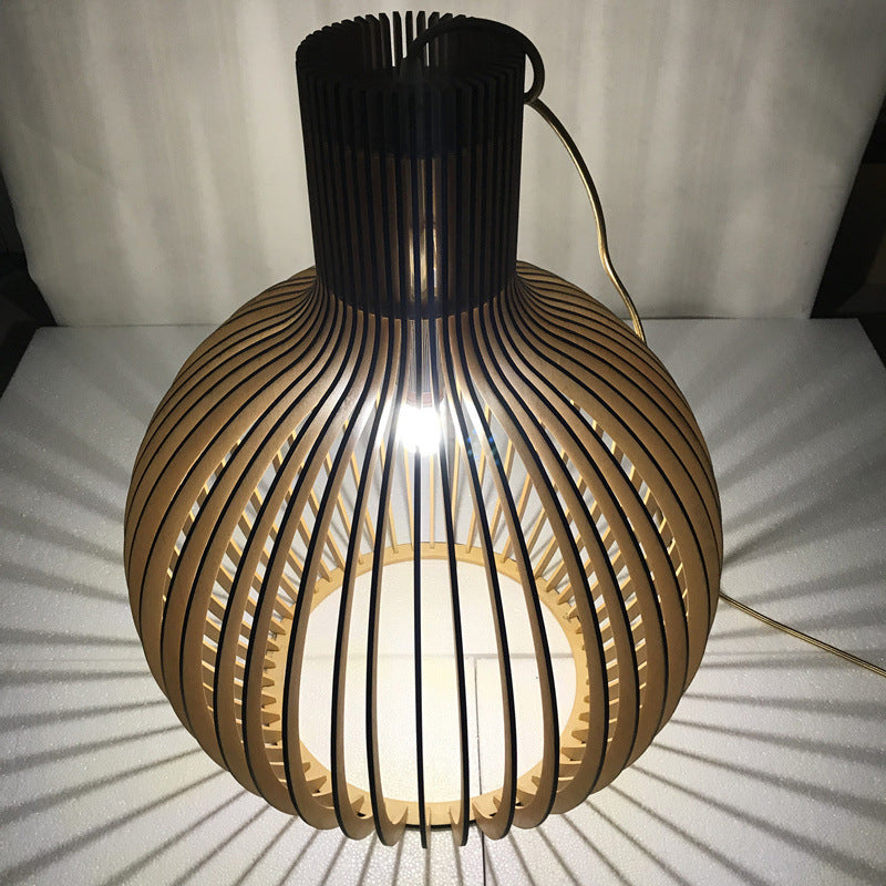 Forme de cage d'oiseau en bois massif Lumières suspendues de style moderne 1 lumière suspendue Lumière pour chambre à coucher