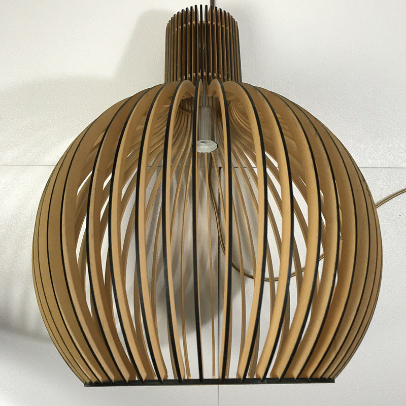 Forme de cage d'oiseau en bois massif Lumières suspendues de style moderne 1 lumière suspendue Lumière pour chambre à coucher