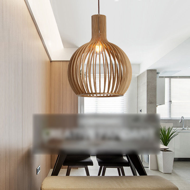 Forme de cage d'oiseau en bois massif Lumières suspendues de style moderne 1 lumière suspendue Lumière pour chambre à coucher