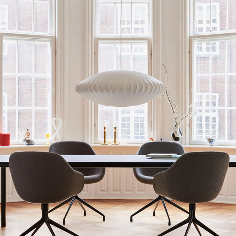 Kit d'éclairage ovale à la soie de soie et de lumière du plafond nordique blanc pour salle à manger