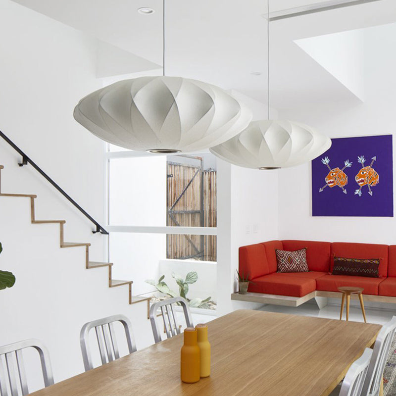 Kit d'éclairage ovale à la soie de soie et de lumière du plafond nordique blanc pour salle à manger