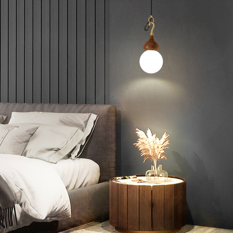 Lumière pendule de gourde moderne 1-Light Wood suspendu plafond plafond pour salle à manger
