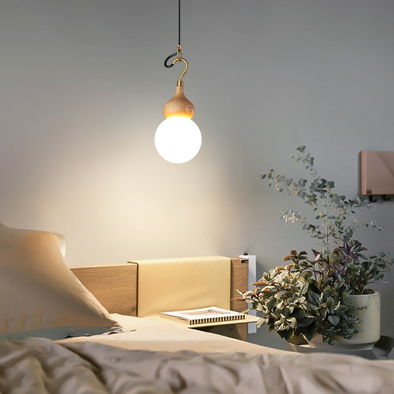 Lumière pendule de gourde moderne 1-Light Wood suspendu plafond plafond pour salle à manger