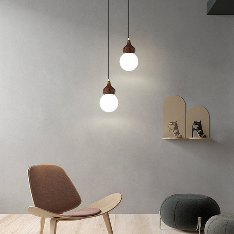 Lumière pendule de gourde moderne 1-Light Wood suspendu plafond plafond pour salle à manger