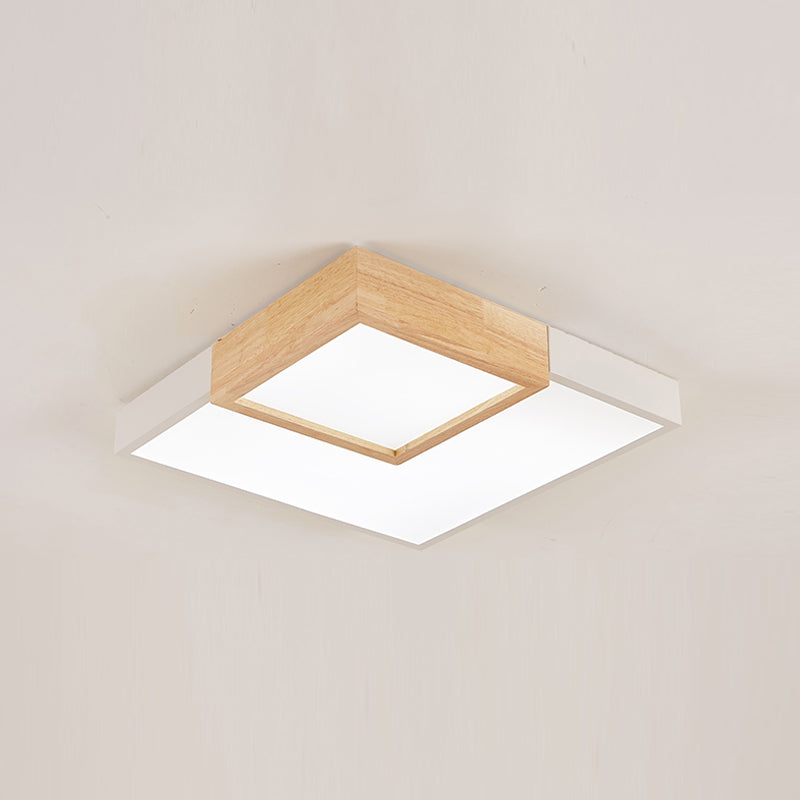 2 Lights Wooden Ceiling Mounted Light Contemporary Ceiling Light with Acrylic Shade