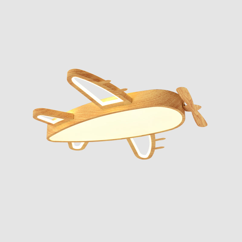 Aircraft Shape Wooden Ceiling Mounted Light Contemporary Flush Ceiling Light Fixtures