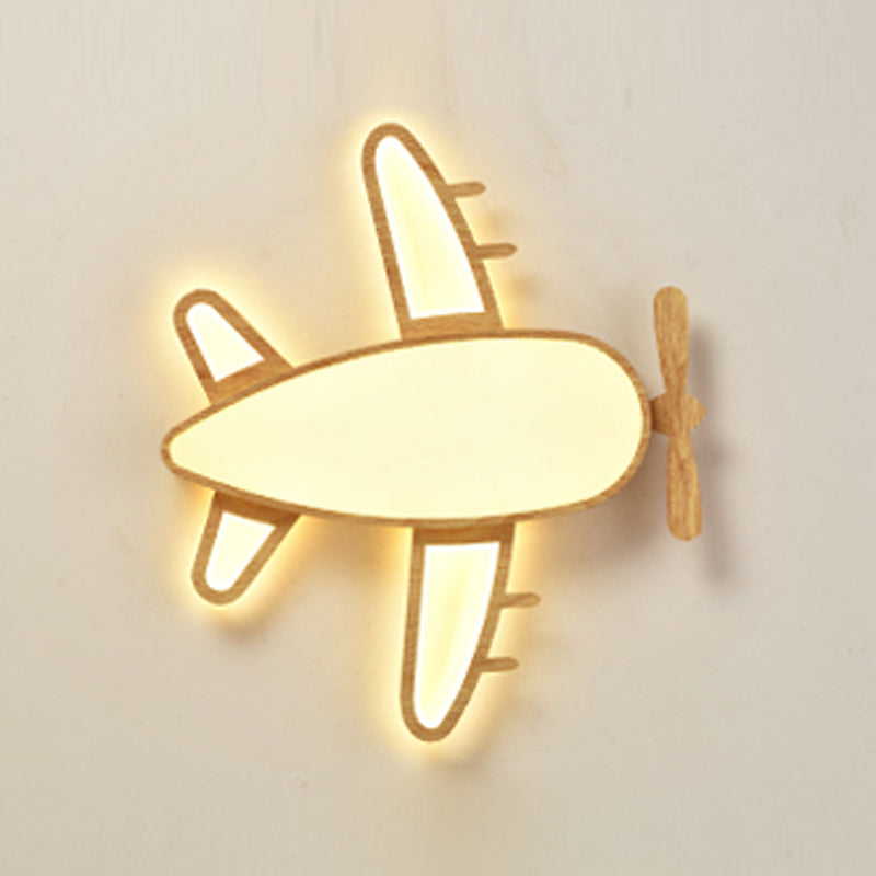 Aircraft Shape Wooden Ceiling Mounted Light Contemporary Flush Ceiling Light Fixtures