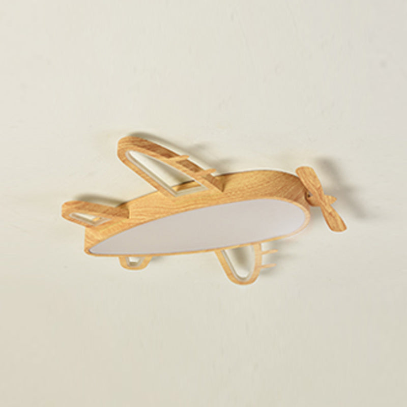 Aircraft Shape Wooden Ceiling Mounted Light Contemporary Flush Ceiling Light Fixtures