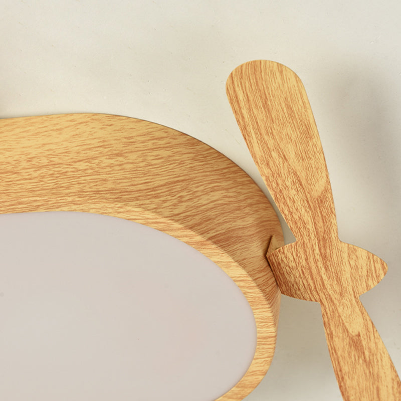 Aircraft Shape Wooden Ceiling Mounted Light Contemporary Flush Ceiling Light Fixtures