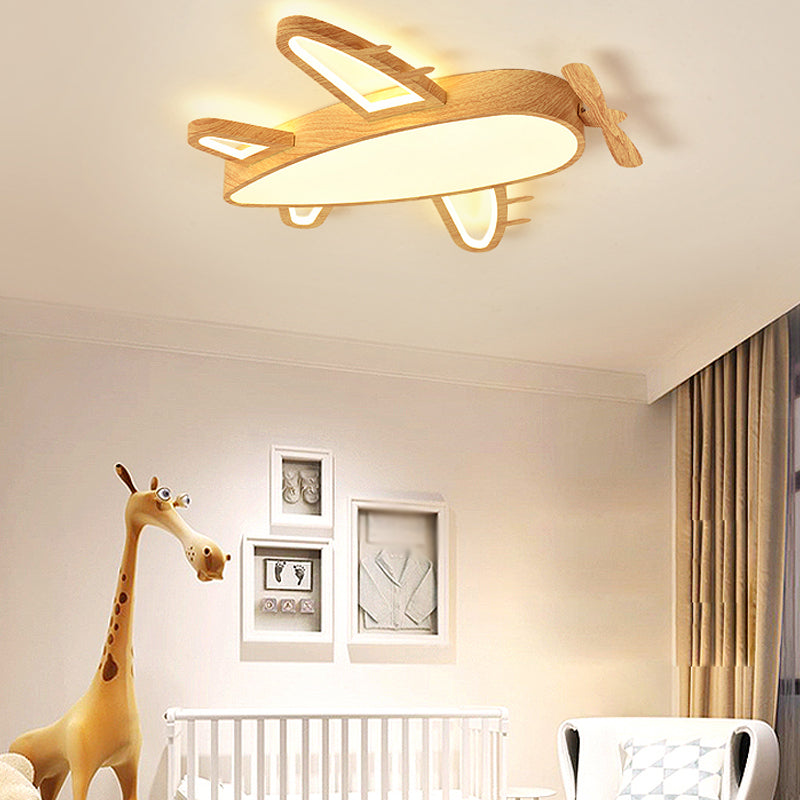 Aircraft Shape Wooden Ceiling Mounted Light Contemporary Flush Ceiling Light Fixtures