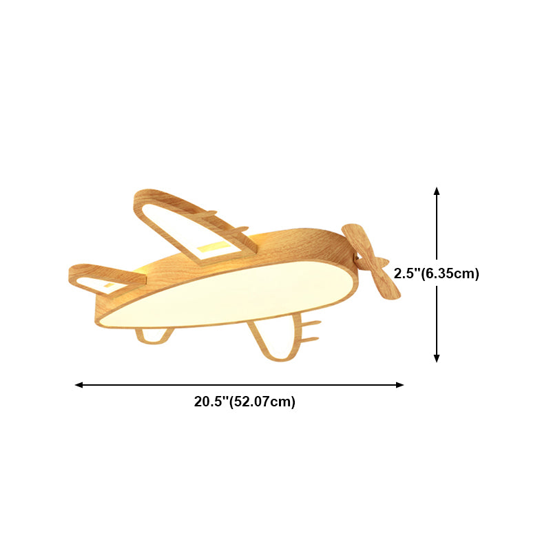 Aircraft Shape Wooden Ceiling Mounted Light Contemporary Flush Ceiling Light Fixtures