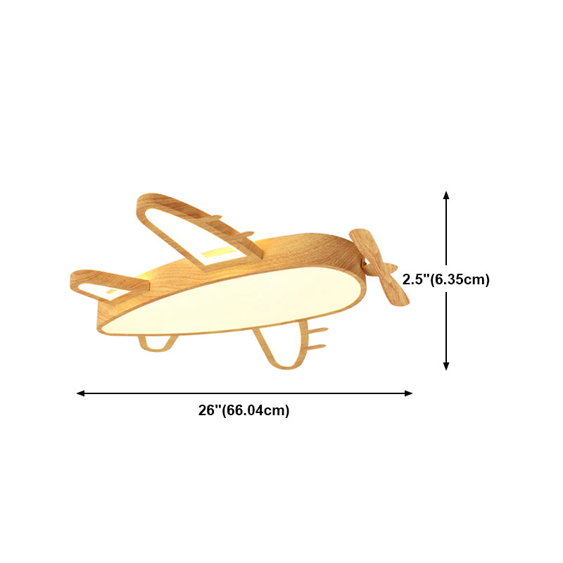 Aircraft Shape Wooden Ceiling Mounted Light Contemporary Flush Ceiling Light Fixtures