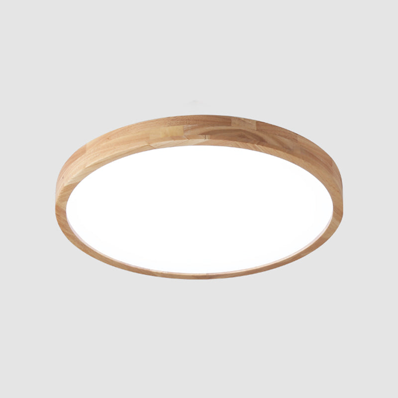 Luminaires de plafond affleurants contemporains en bois ronds montés au plafond