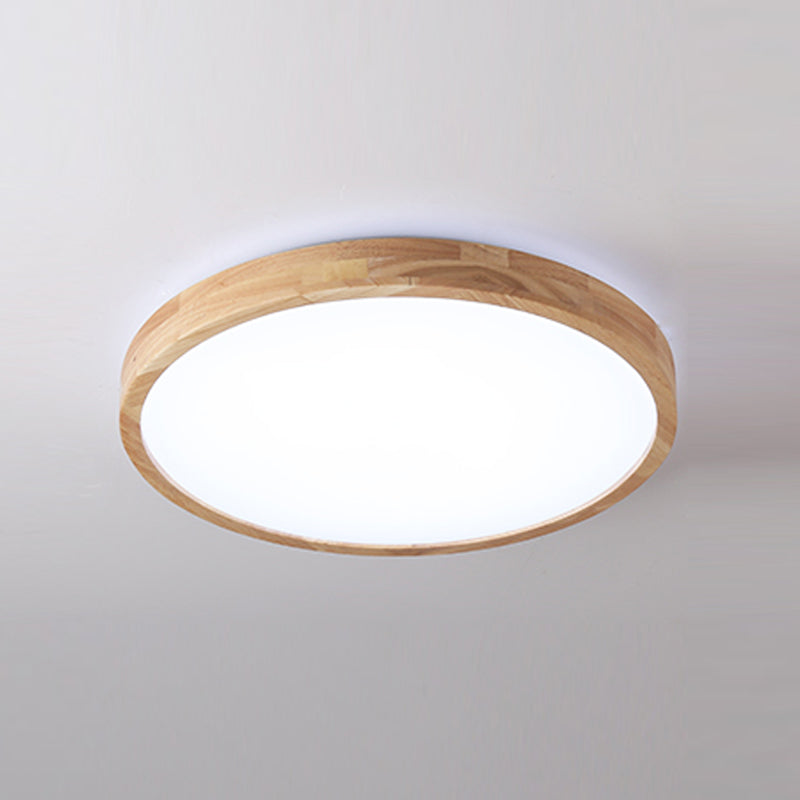 Luminaires de plafond affleurants contemporains en bois ronds montés au plafond