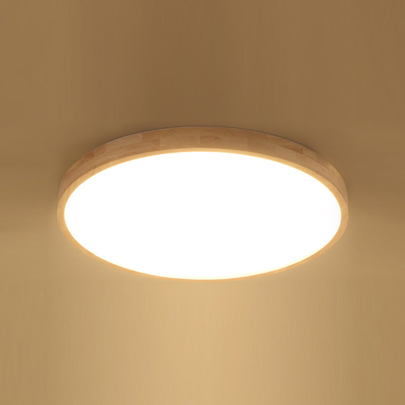 Luminaires de plafond affleurants contemporains en bois ronds montés au plafond