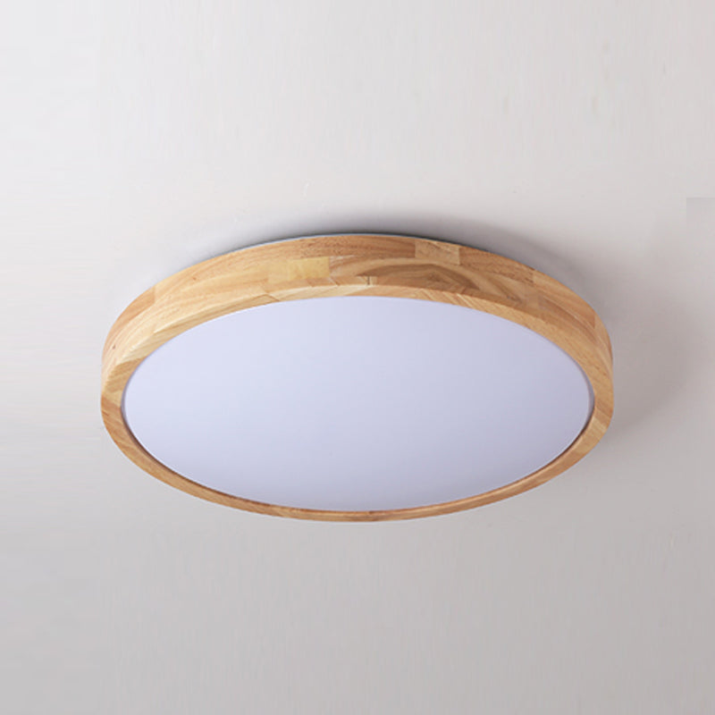 Luminaires de plafond affleurants contemporains en bois ronds montés au plafond