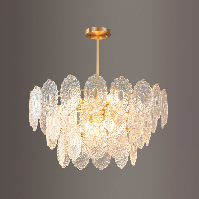 American Style Hanging Chandelier Metal Glass Chandelier in Gold for Hotel Restaurant