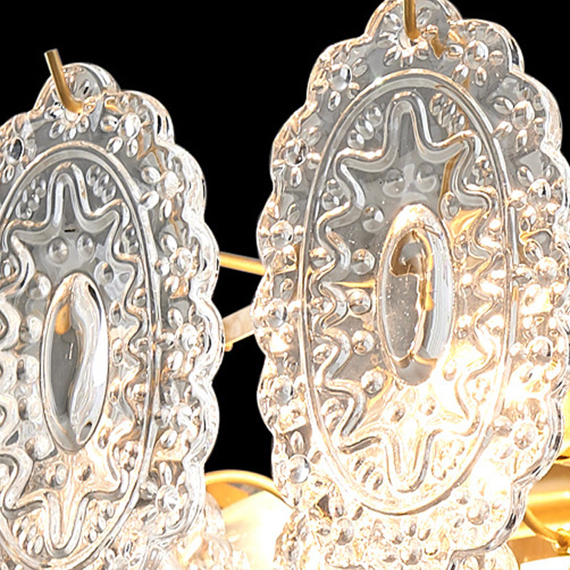 American Style Hanging Chandelier Metal Glass Chandelier in Gold for Hotel Restaurant