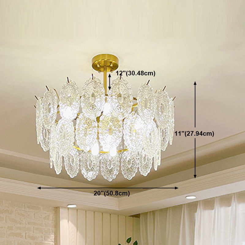 American Style Hanging Chandelier Metal Glass Chandelier in Gold for Hotel Restaurant