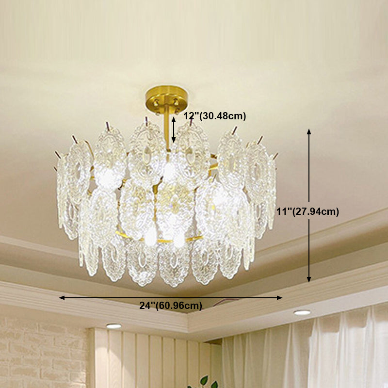 American Style Hanging Chandelier Metal Glass Chandelier in Gold for Hotel Restaurant