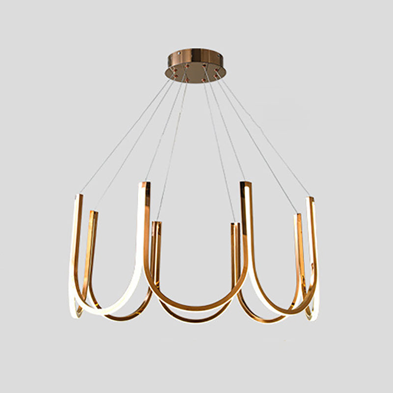 Postmodern Metal Chandelier Lighting Gold Linear LED Pendant Light Fixture for Living Room
