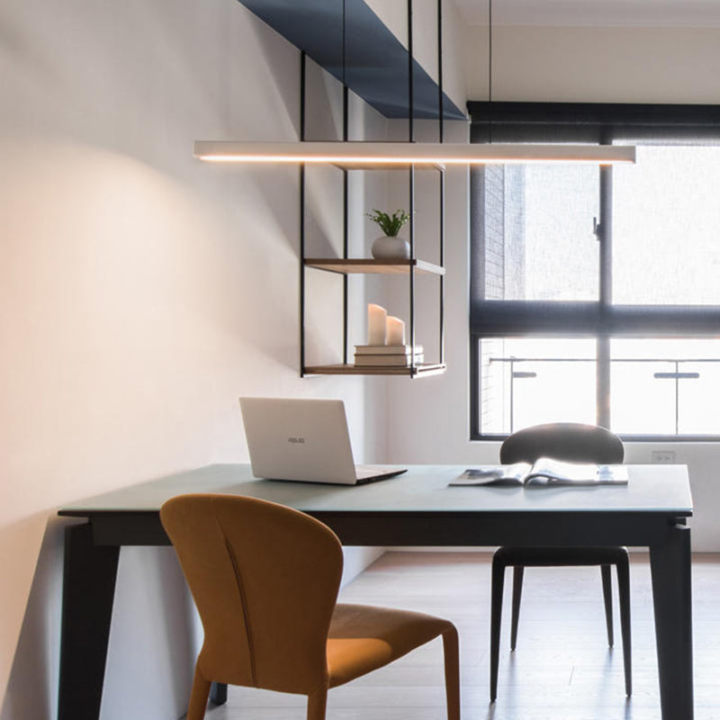 Modern Rectangle Island Lamps 1-Head Restaurant Pendant Light Fixtures with Acrylic Shade