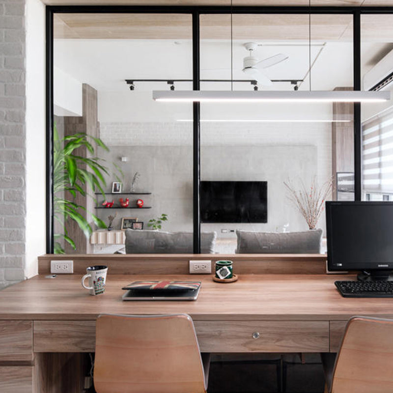 Modern Rectangle Island Lamps 1-Head Restaurant Pendant Light Fixtures with Acrylic Shade