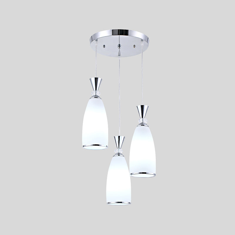 Salle à manger suspendue pendante de style moderne avec une teinte en verre blanc