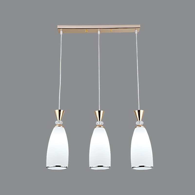 Salle à manger suspendue pendante de style moderne avec une teinte en verre blanc