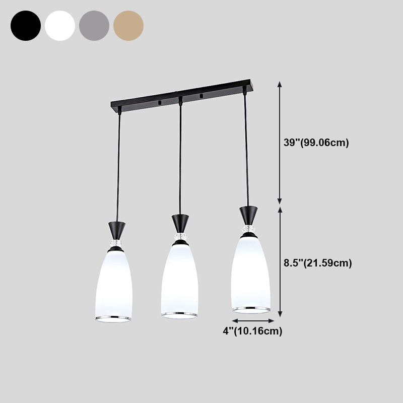 Salle à manger suspendue pendante de style moderne avec une teinte en verre blanc