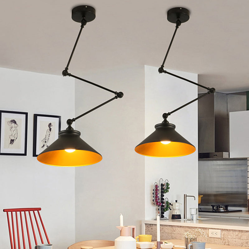 Stile industriale Lampada a sospensione in metallo pieghevole a 1 luce con ombra geometrica