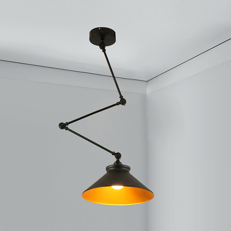 Stile industriale Lampada a sospensione in metallo pieghevole a 1 luce con ombra geometrica
