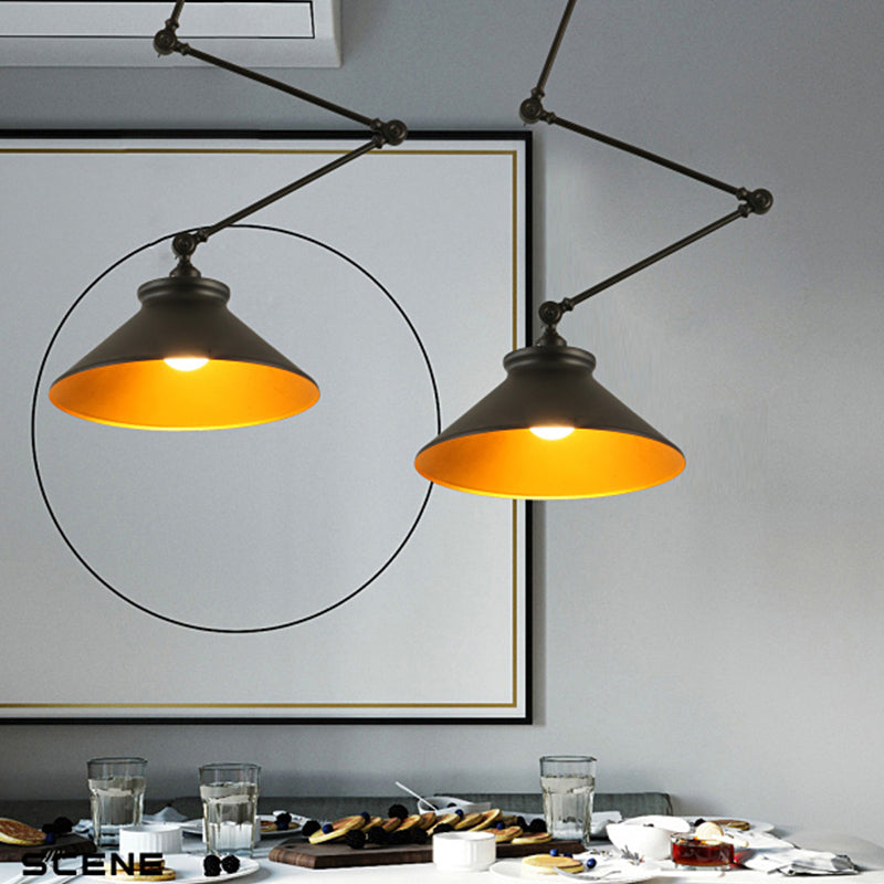 Stile industriale Lampada a sospensione in metallo pieghevole a 1 luce con ombra geometrica