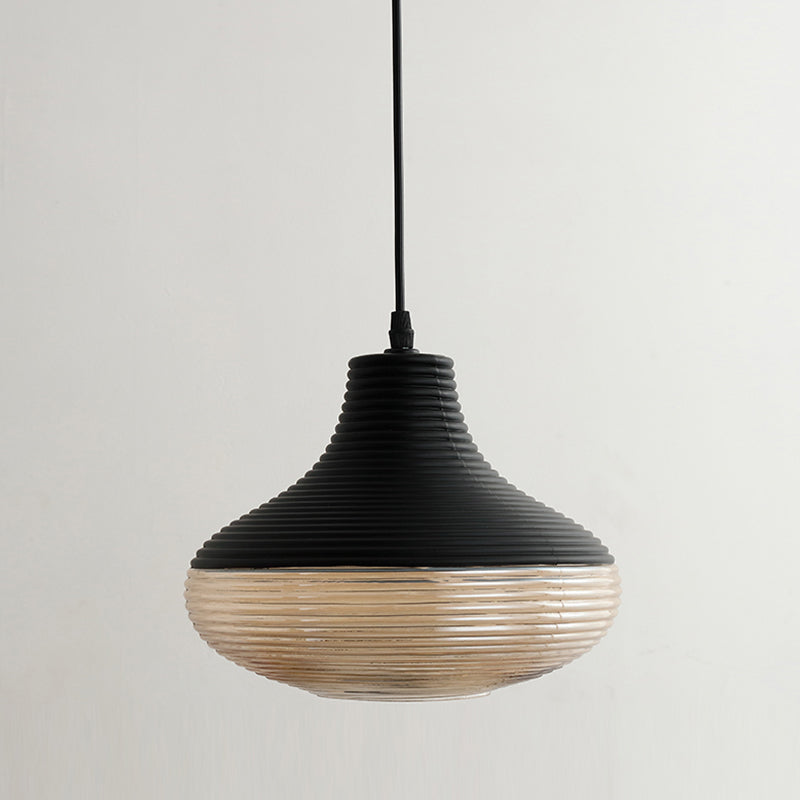 Apparecchio di illuminazione a sospensione geometrica retrò 1 lampadina in vetro ambra sospeso per sala da pranzo