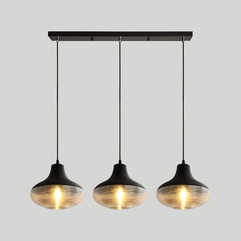 Apparecchio di illuminazione a sospensione geometrica retrò 1 lampadina in vetro ambra sospeso per sala da pranzo