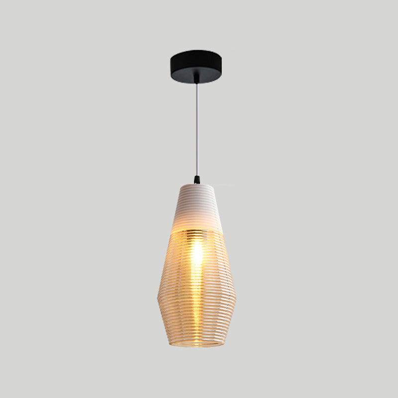 Apparecchio di illuminazione a sospensione geometrica retrò 1 lampadina in vetro ambra sospeso per sala da pranzo