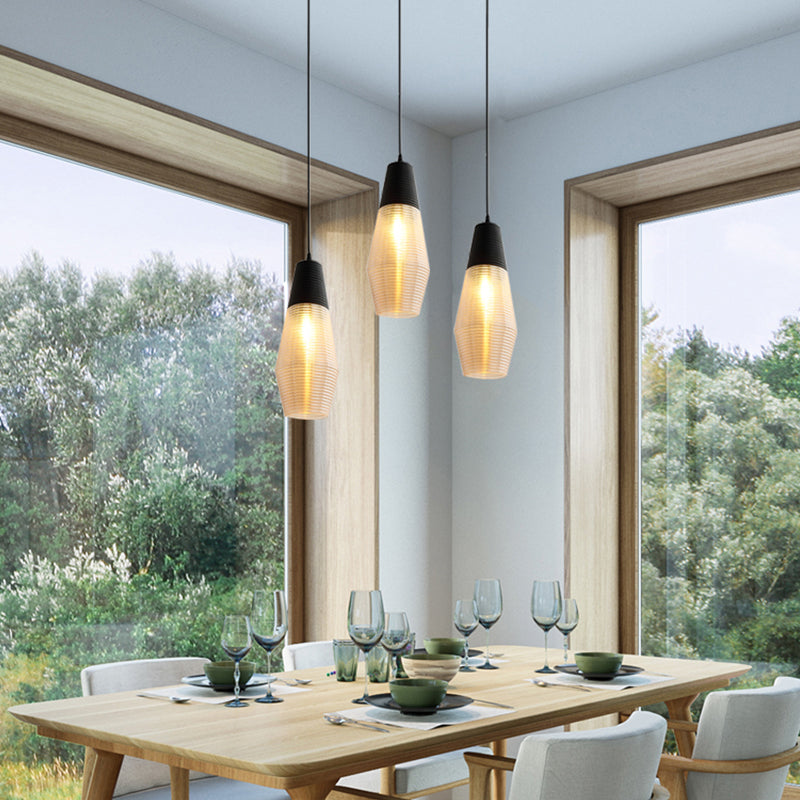 Apparecchio di illuminazione a sospensione geometrica retrò 1 lampadina in vetro ambra sospeso per sala da pranzo