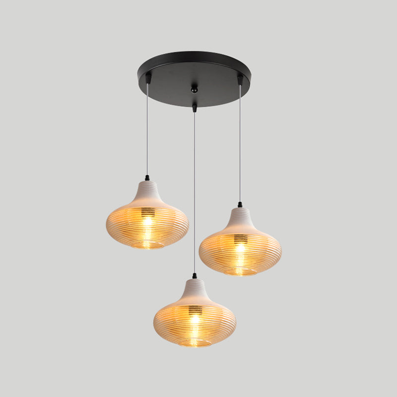 Apparecchio di illuminazione a sospensione geometrica retrò 1 lampadina in vetro ambra sospeso per sala da pranzo