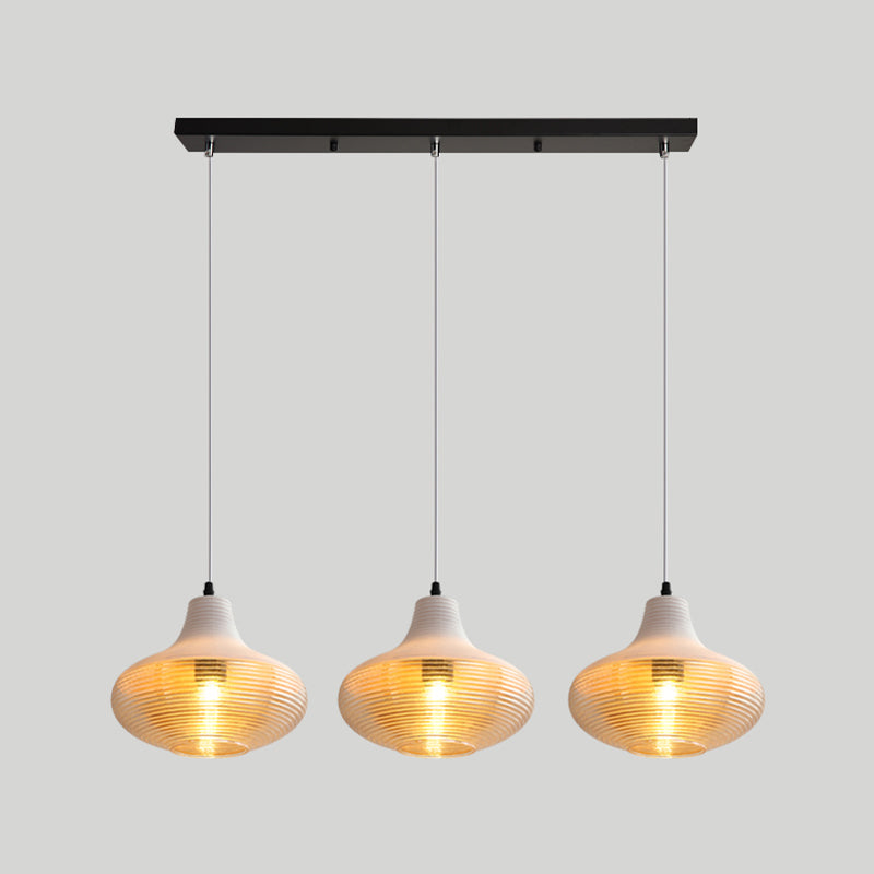 Apparecchio di illuminazione a sospensione geometrica retrò 1 lampadina in vetro ambra sospeso per sala da pranzo