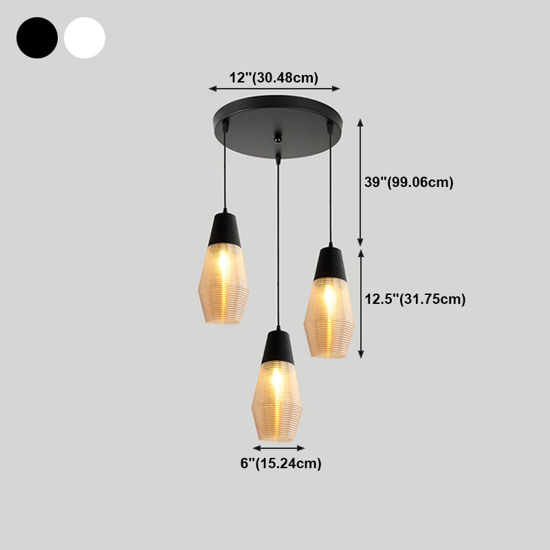 Apparecchio di illuminazione a sospensione geometrica retrò 1 lampadina in vetro ambra sospeso per sala da pranzo