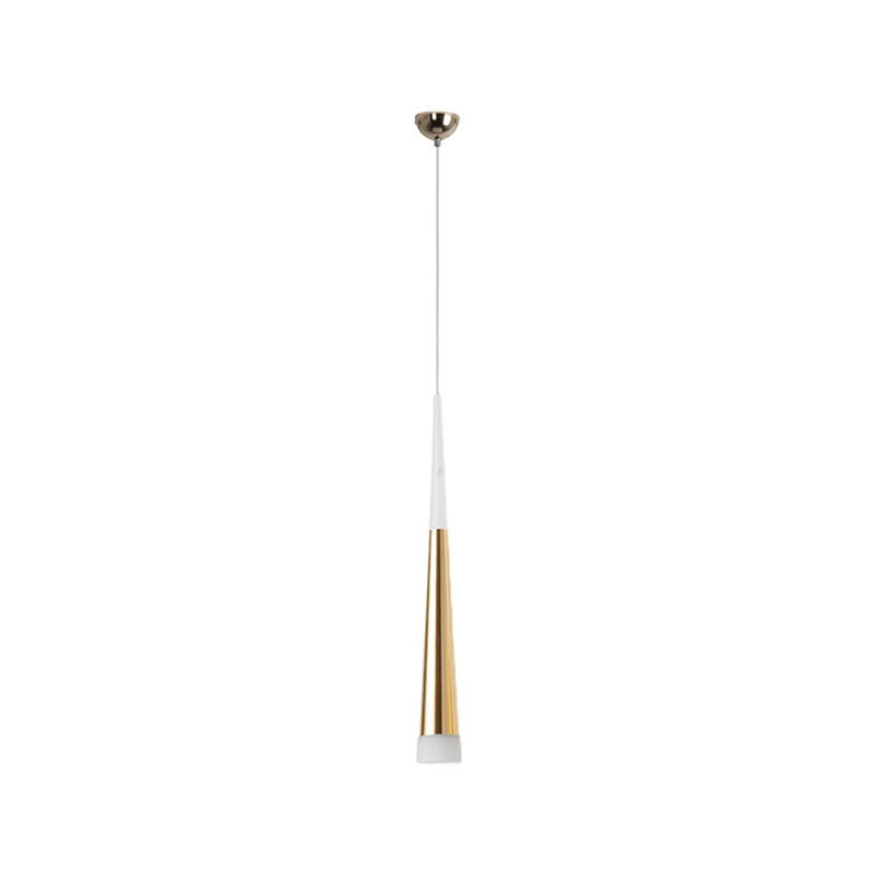 Simplicité LED Pendant Gold Small Drop Drop Lampe avec une teinte acrylique conique pour la salle à manger