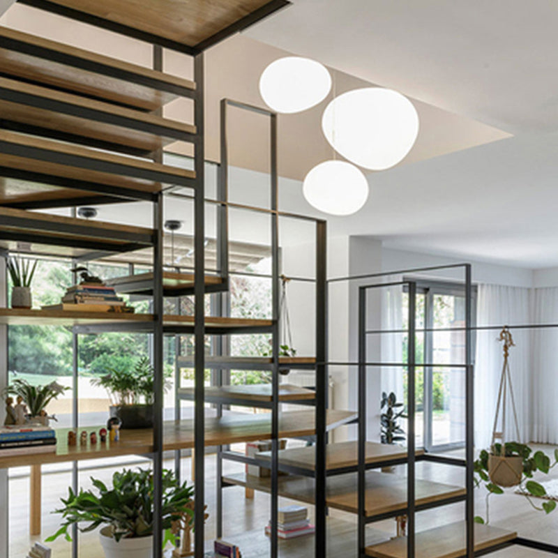 Nordique pavé pavé en verre blanc lampe à la suspension de la salle à manger 1