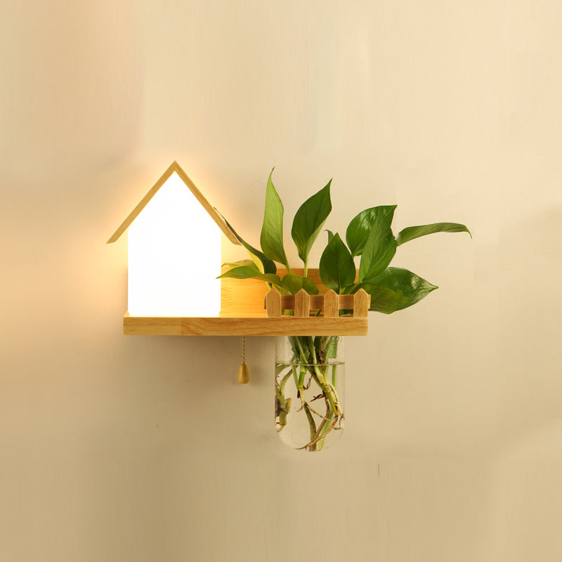 Nordische Wandmontage Lampe moderne Holzwandleuchten für Wohnzimmer (ohne Pflanzen)