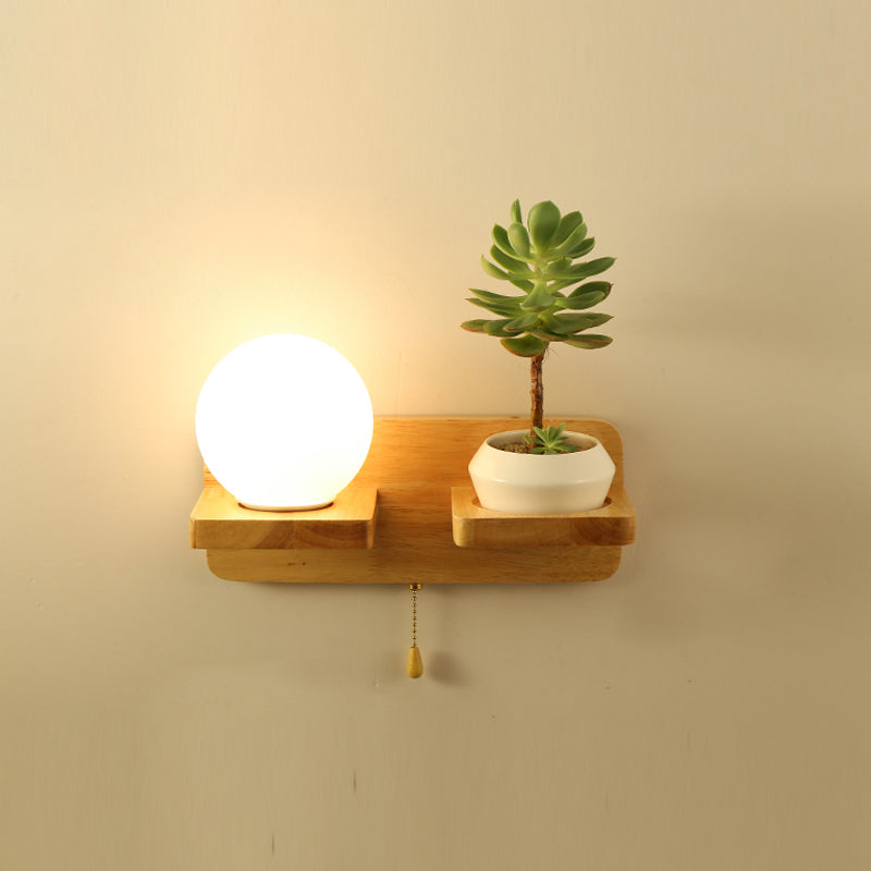 Nordische Wandmontage Lampe moderne Holzwandleuchten für Wohnzimmer (ohne Pflanzen)
