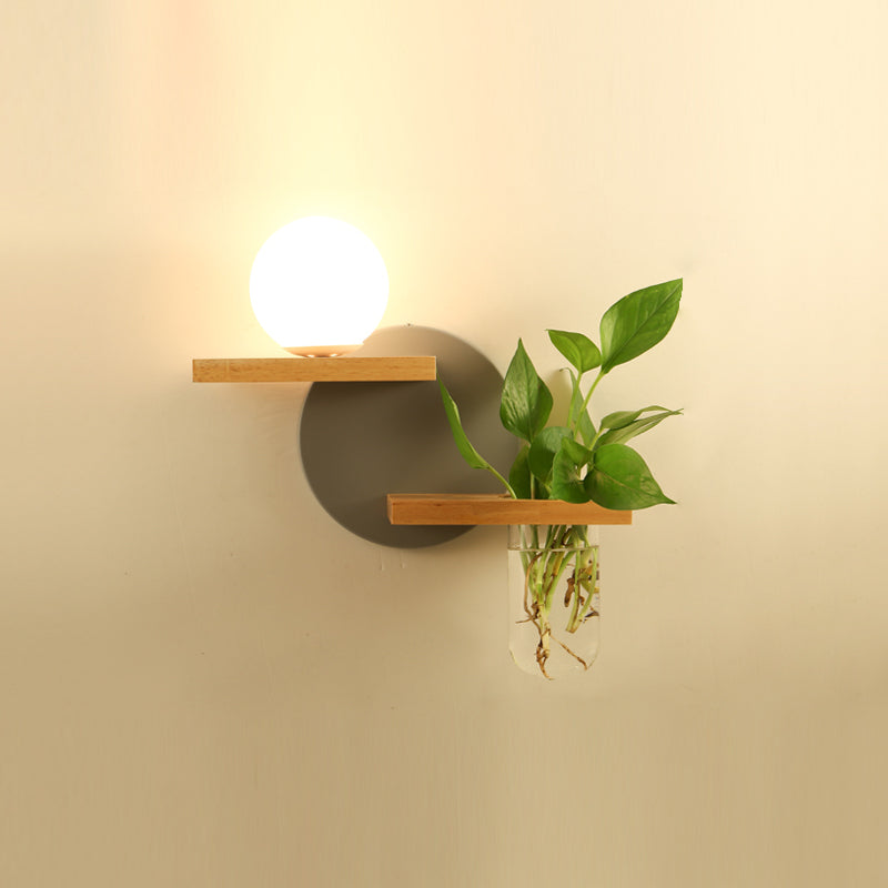 Nordische Wandmontage Lampe moderne Holzwandleuchten für Wohnzimmer (ohne Pflanzen)