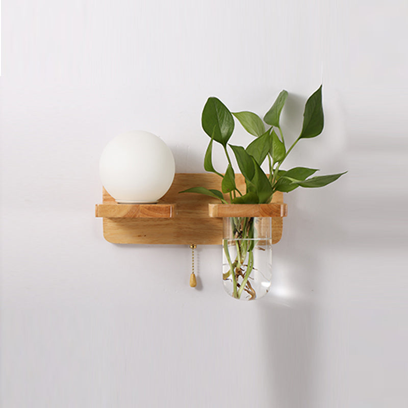 Nordische Wandmontage Lampe moderne Holzwandleuchten für Wohnzimmer (ohne Pflanzen)