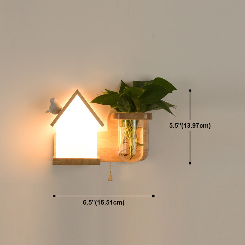 Nordische Wandmontage Lampe moderne Holzwandleuchten für Wohnzimmer (ohne Pflanzen)