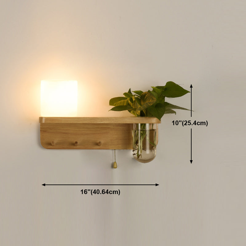 Nordische Wandmontage Lampe moderne Holzwandleuchten für Wohnzimmer (ohne Pflanzen)