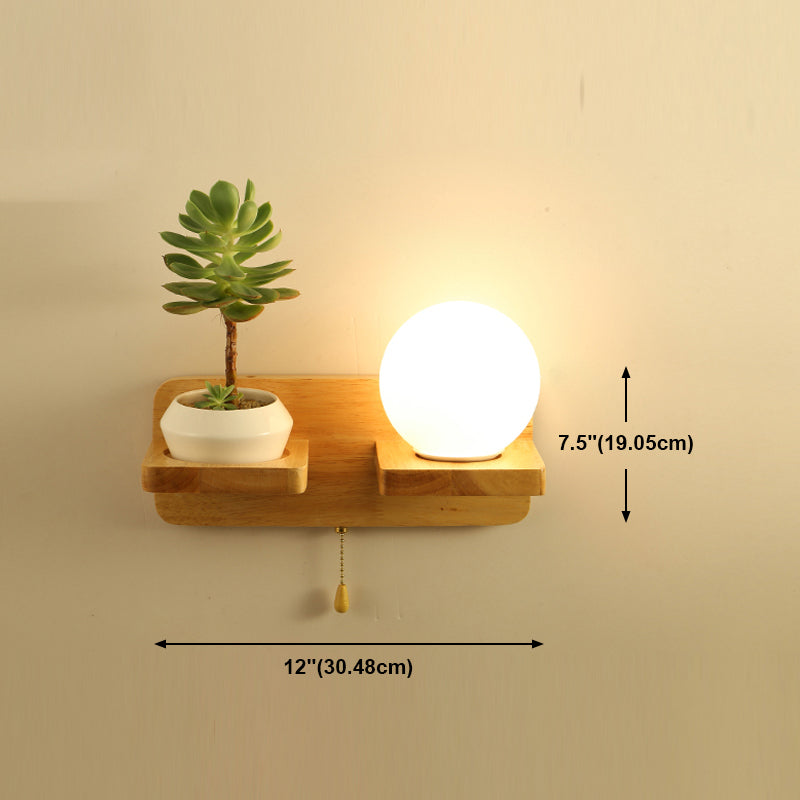 Nordische Wandmontage Lampe moderne Holzwandleuchten für Wohnzimmer (ohne Pflanzen)