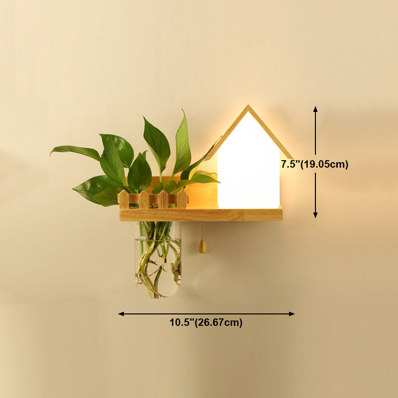 Nordische Wandmontage Lampe moderne Holzwandleuchten für Wohnzimmer (ohne Pflanzen)